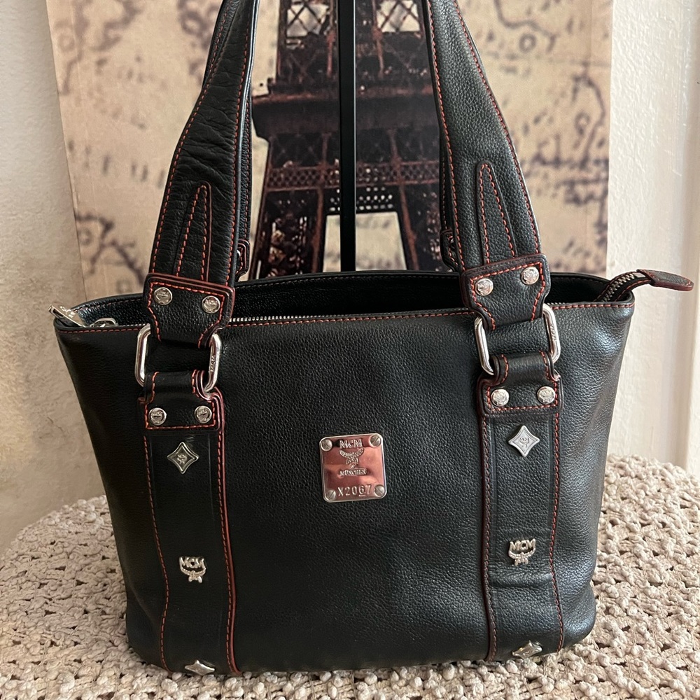 MCM Leather Shoulder Tote Bag